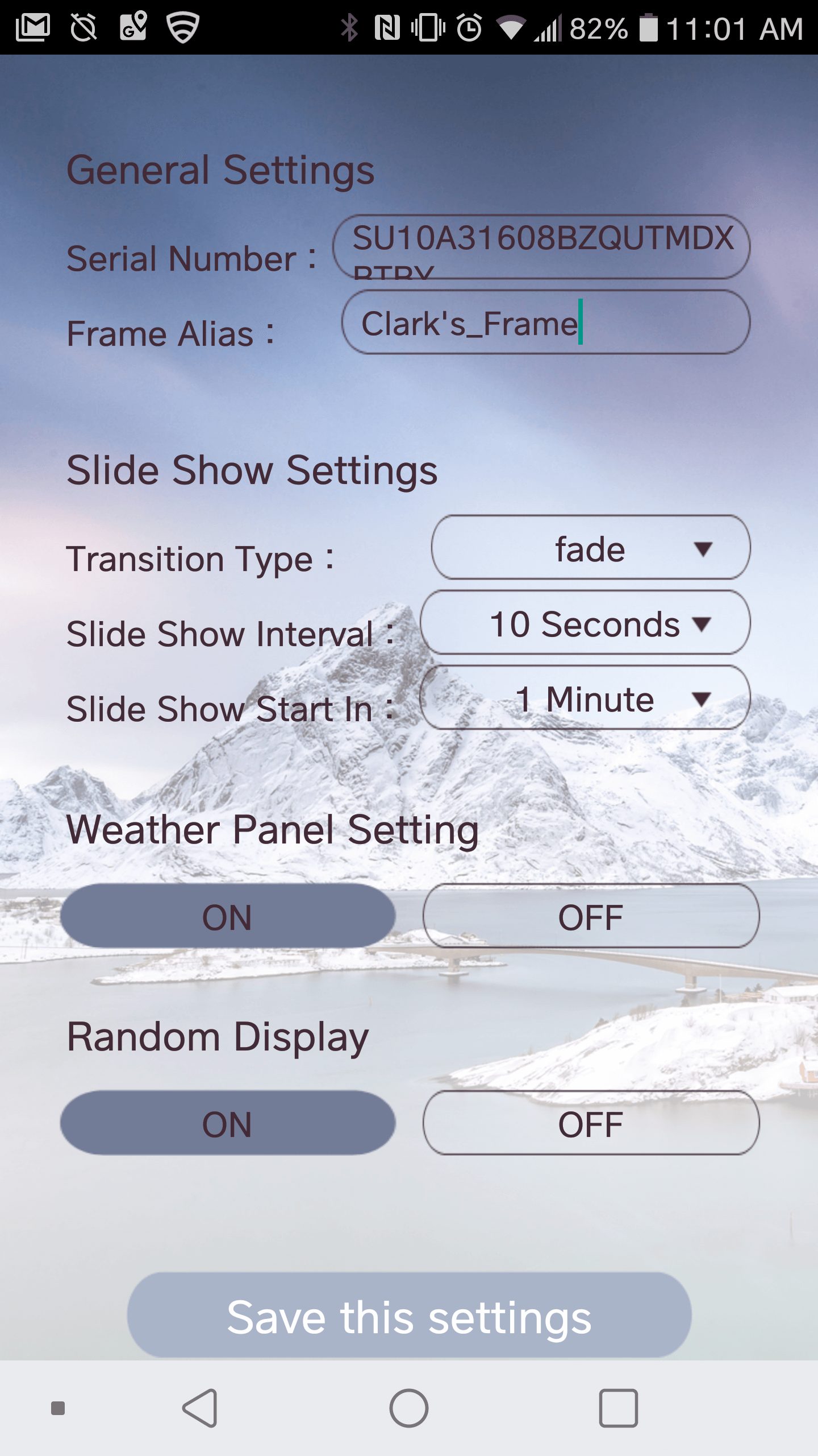 Frame Settings Overview